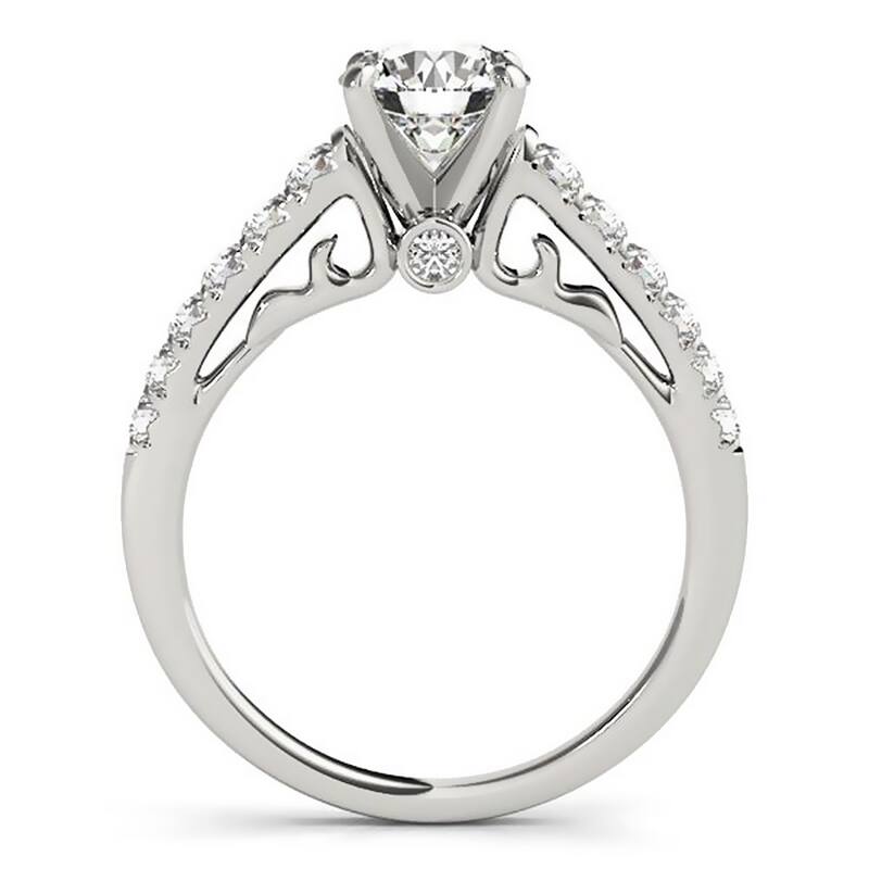 Auriya 14k Gold Classic 1/2 carat Moissanite and Diamond Engagement Ring 3/8ctw
