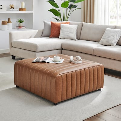 NPD Furniture Harland Faux Leather Square Coffee Table / Ottoman