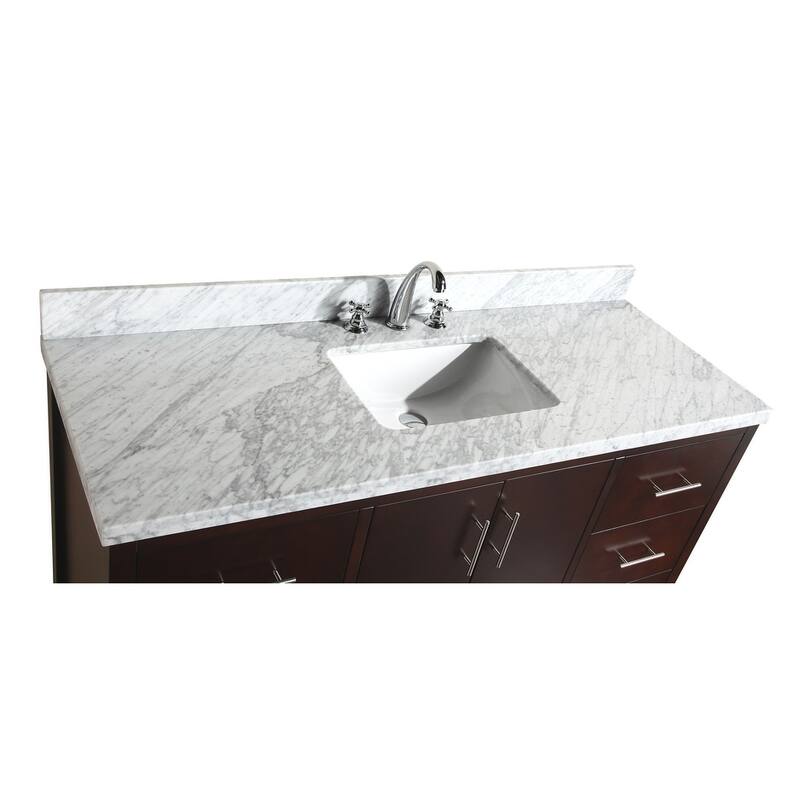 KitchenBathCollection California 60" Single Bathroom Vanity with Carrara Marble Top