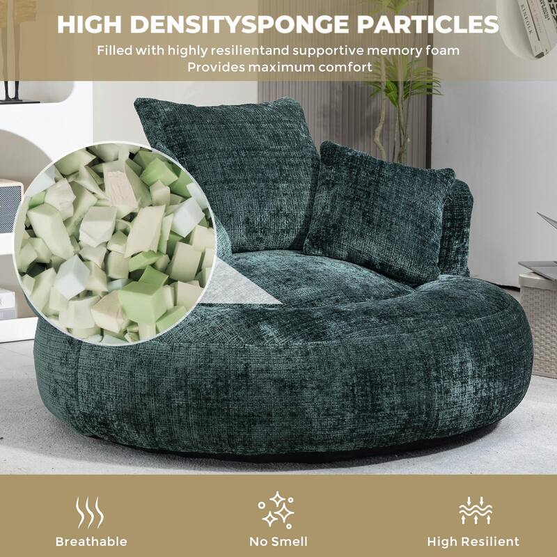 Durable Lazy Sofa Comfort Lounger, High Back Bean Bag Couch with 3 Pillows