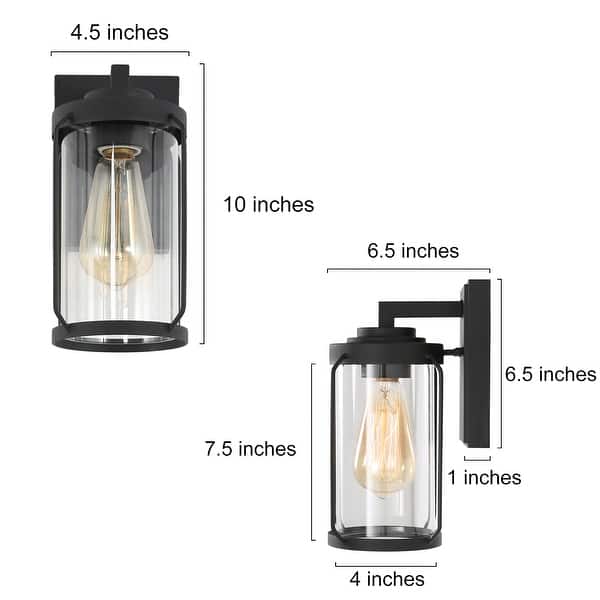 Modern Black Outdoor Wall Lantern Farmhouse 2 Pack Barn Wall Sconces Metal and Glass for Patio