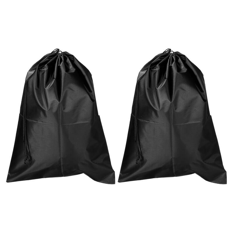 2pcs 23.6" Height Clothes Storage Double Drawstring Bag for Camping, Black