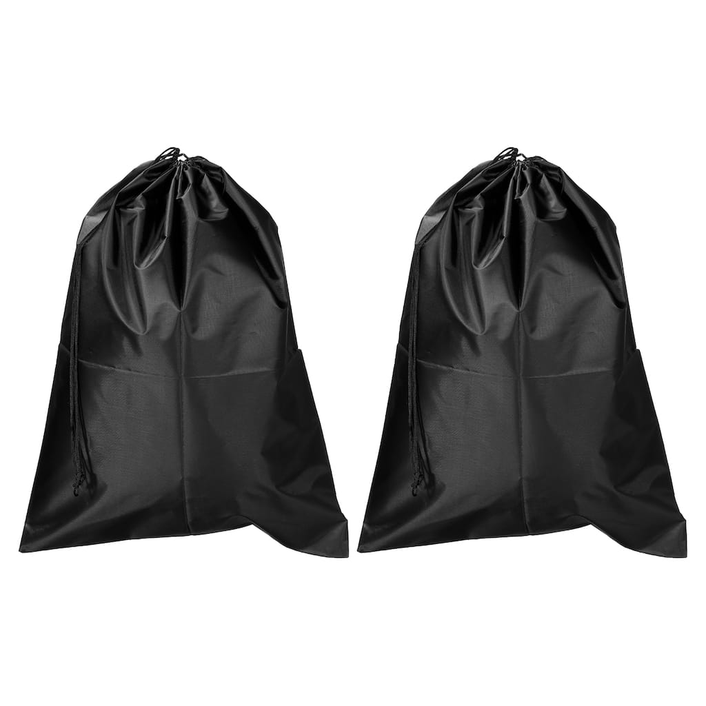 2pcs 23.6" Height Clothes Storage Double Drawstring Bag for Camping, Black