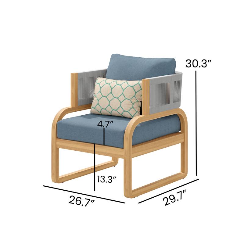 Corvus Rocio Acacia Outdoor Club Chair with Sunbrella Pillow