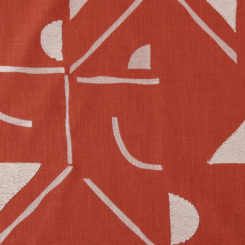 Embroidered Abstract Geometric Square Throw Pillow - 20" - Orange and Cream