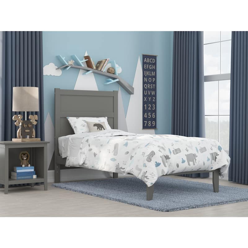 Twin Bed Grey Southwestern Style Platform Bed Modern Wood Panel Bedroom Furniture