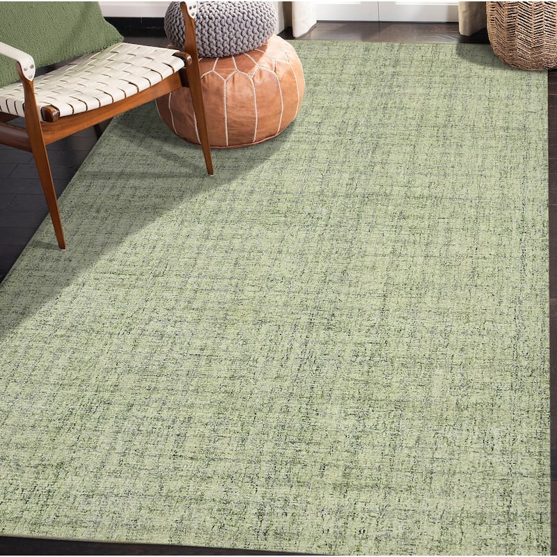 Copper Grove Clare Plaid Hand-Tufted Wool Area Rug - 8'6" x 11'6" - Apple Green