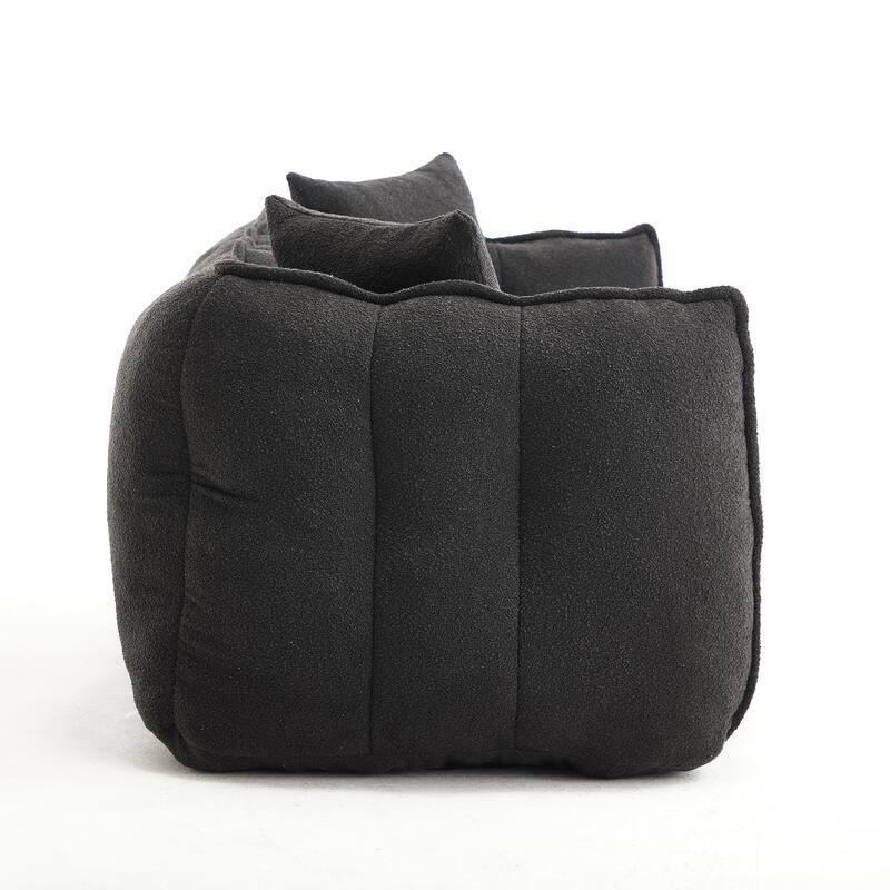 66" Chenille Square Beanbag Chair with High-Resilience Foam Core, Armrests and Handle