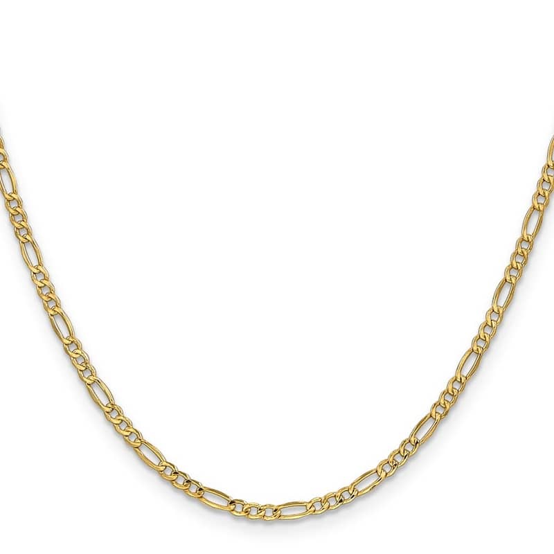 Curata 14k Yellow Gold 2.5mm Figaro Chain Necklace for Men or Women