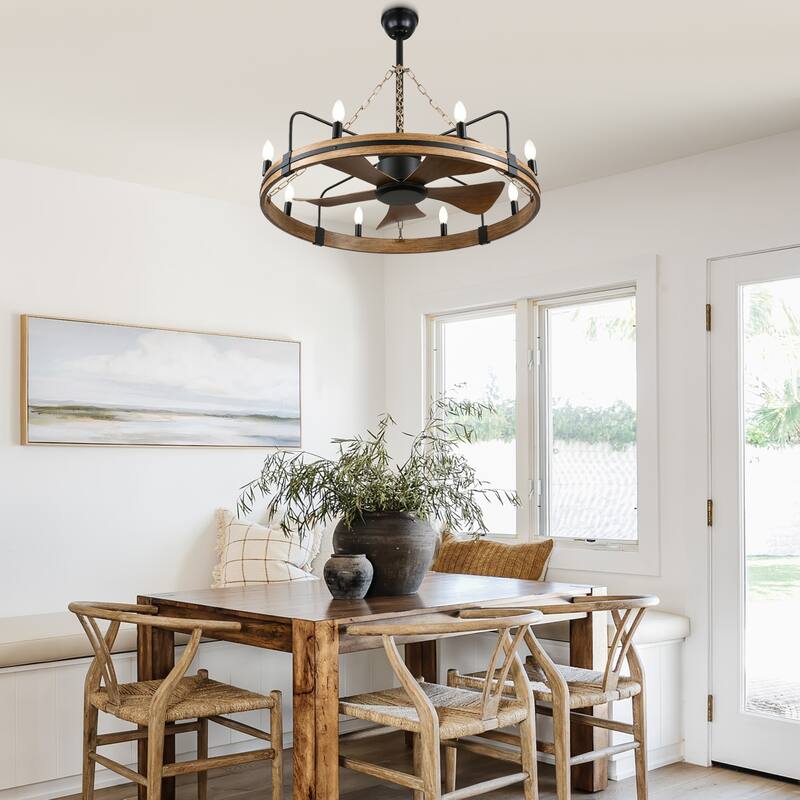 Bella Depot 36" Farmhouse Ceiling Fan with Light and Remote Rustic Metel Ceiling Fan