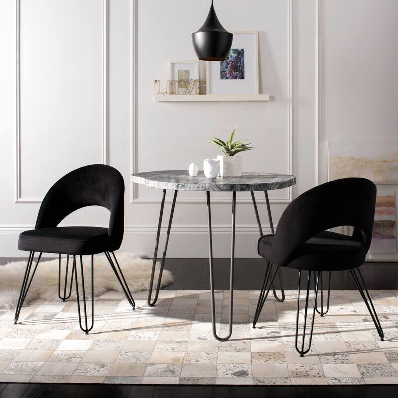 SAFAVIEH Ronna Velvet Retro Navy Side Chair (Set of 2) - 21Wx24Dx32H