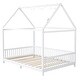 preview thumbnail 4 of 14, Full Size Wood House Bed w/Window, Fence, LED Lights, Guardrails