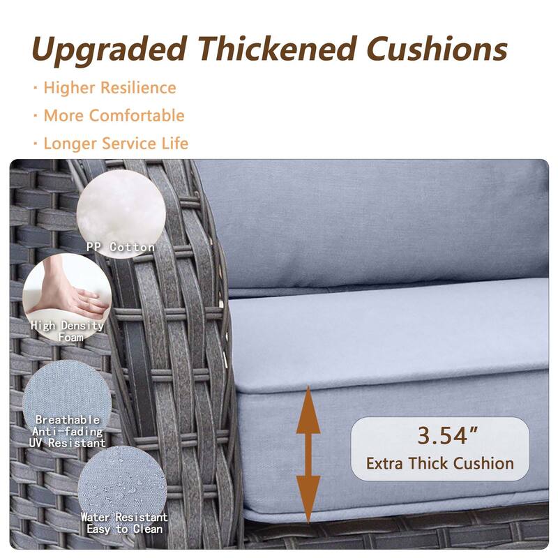 5 Piece Outdoor Wicker Patio Swivel Chair with Ottoman Conversation Set