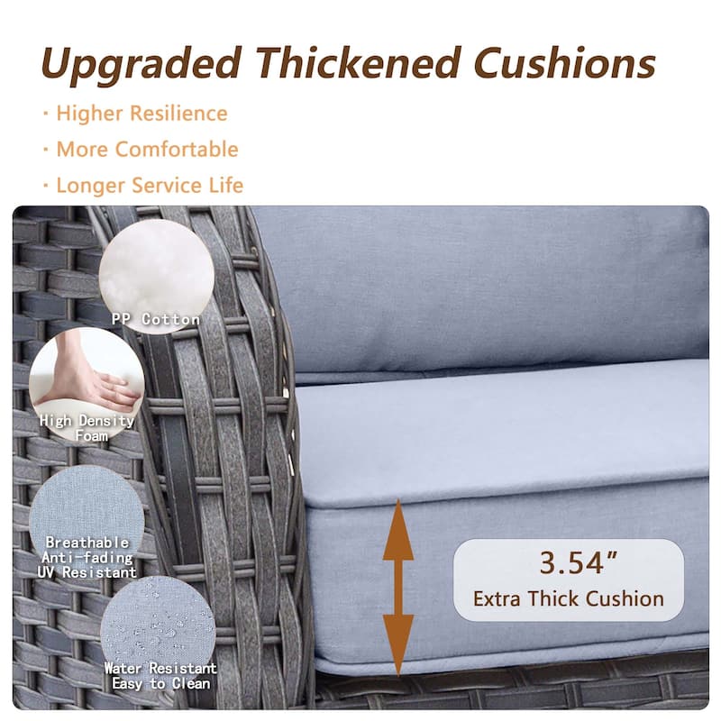 7-Piece Outdoor Wicker Patio Conversation Swivel Chairs Furniture Sets