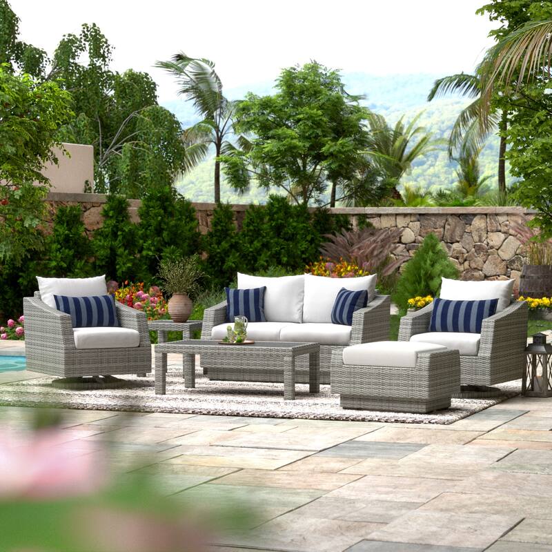 Cannes 6 Piece Sunbrella Outdoor Patio Love & Motion Club Seating Set