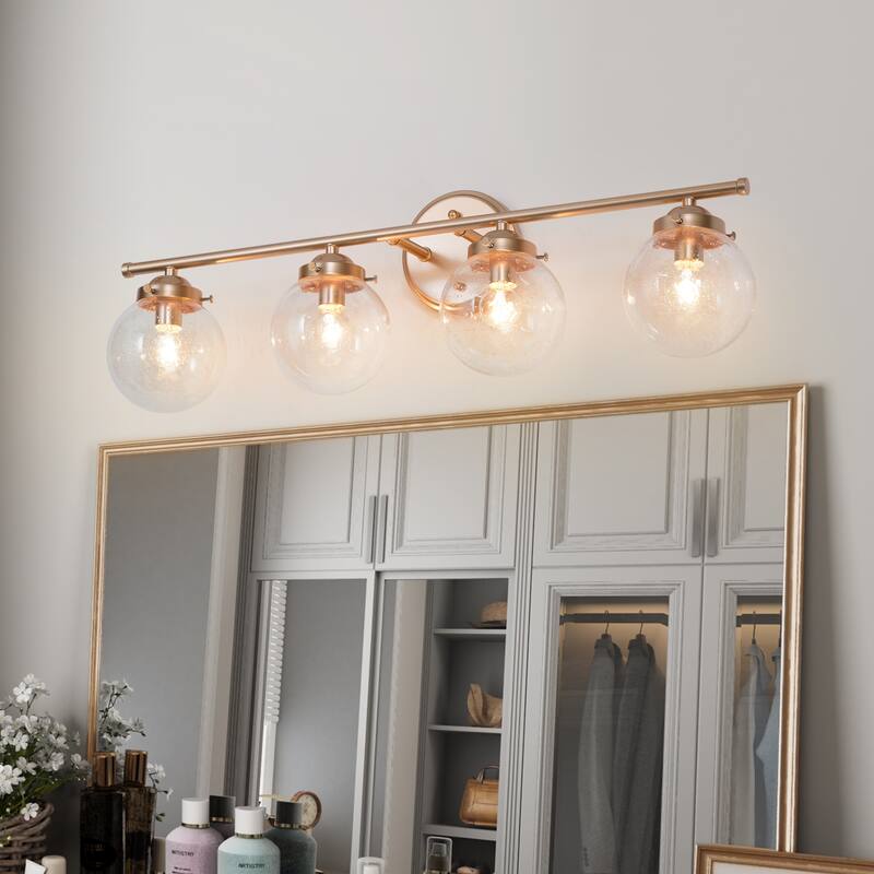 Bela Modern 3-Light Gold Globe Glass Bathroom Vanity Light Dimmable Wall Sconce