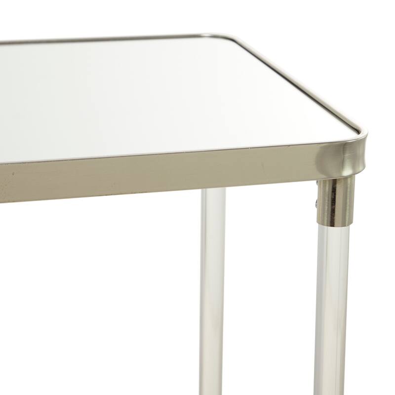 Metal Rectangular Console Table with Mirrored Top and Acrylic Legs - Gold or Silver - Roche River Decor