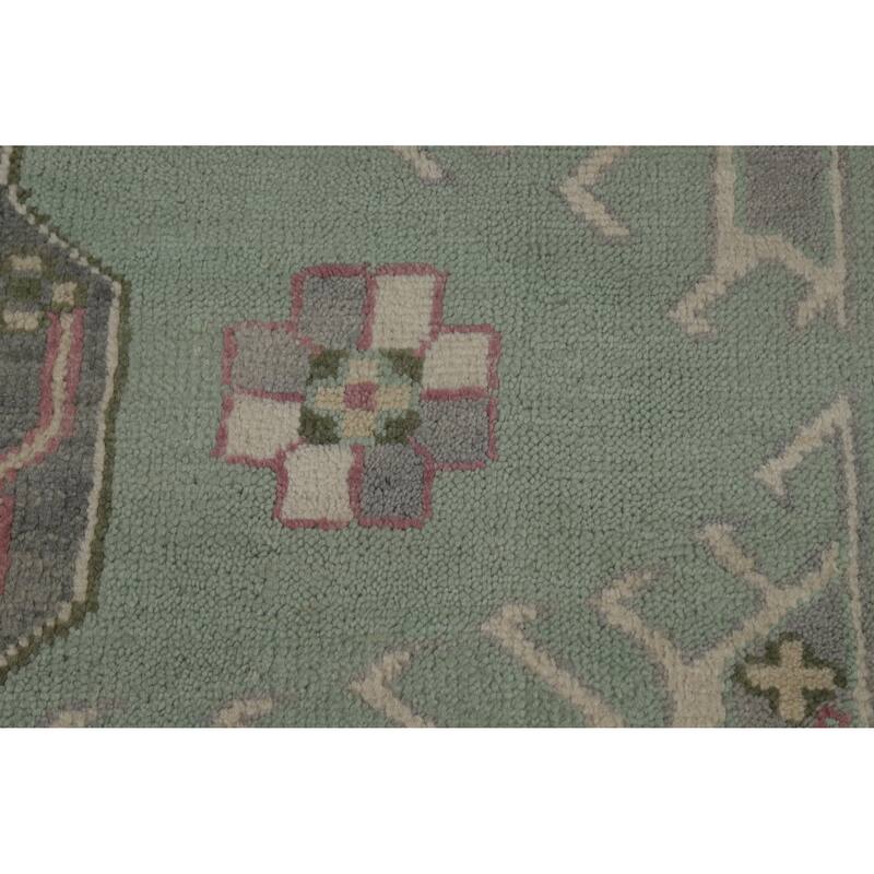 Hand Knotted Oriental 100% Wool Carpet Transitional Medallion Green Oushak Area Rug - 10' 0'' X 7' 6''