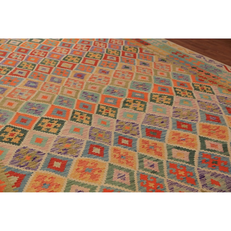 Southwestern Kilim Oriental Large Rug Hand-Woven Wool Carpet - 10'0"x 16'4"
