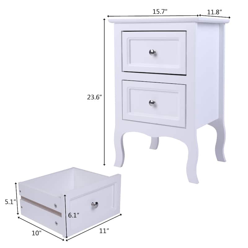 23.62 " Two-Tier Night Table Large Size White/Black