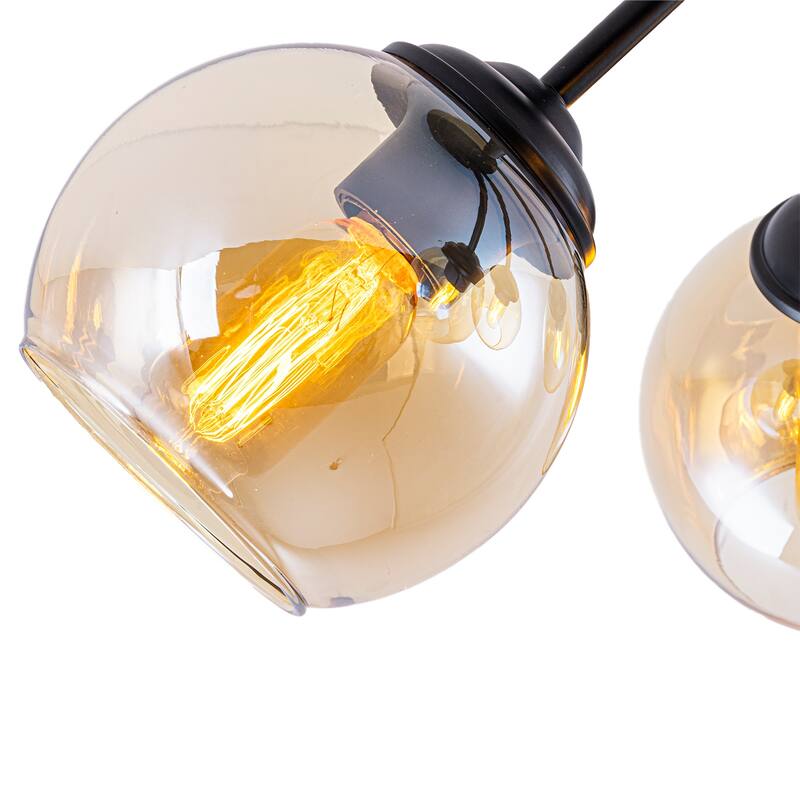 5 Lights Semi-Flush Mount Ceiling Light with Amber Glass Shade Sputnik - Dia.20.47-in