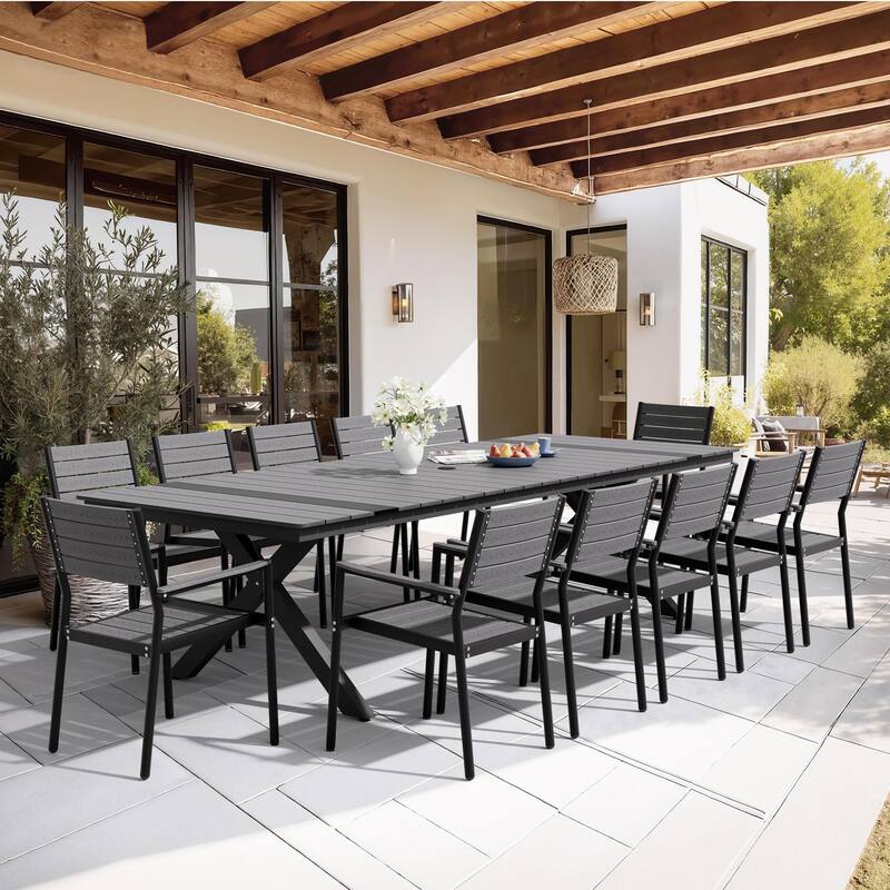 Pellebant All-Weather Aluminum X-shaped Outdoor Patio Dining Table