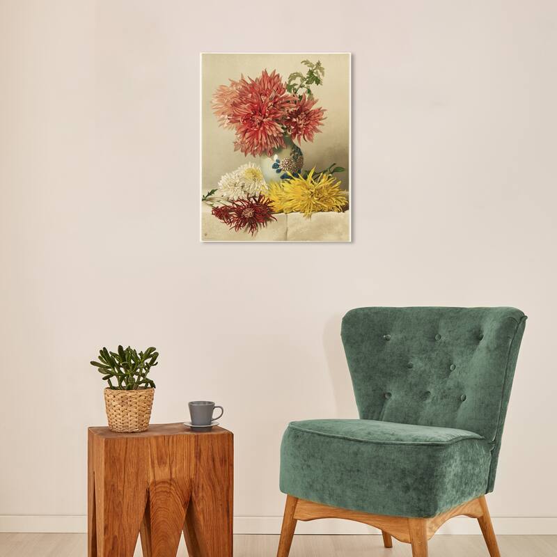 Wynwood Studio Canvas Floral and Botanical Chrysanthemums II White and Cream White Traditional Wall Art Canvas Print - 16 x 20