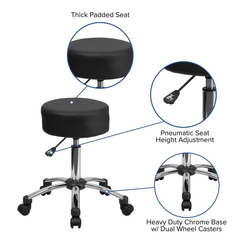 Backless Adjustable Multi-Purpose Ergonomic Stool With Chrome Base