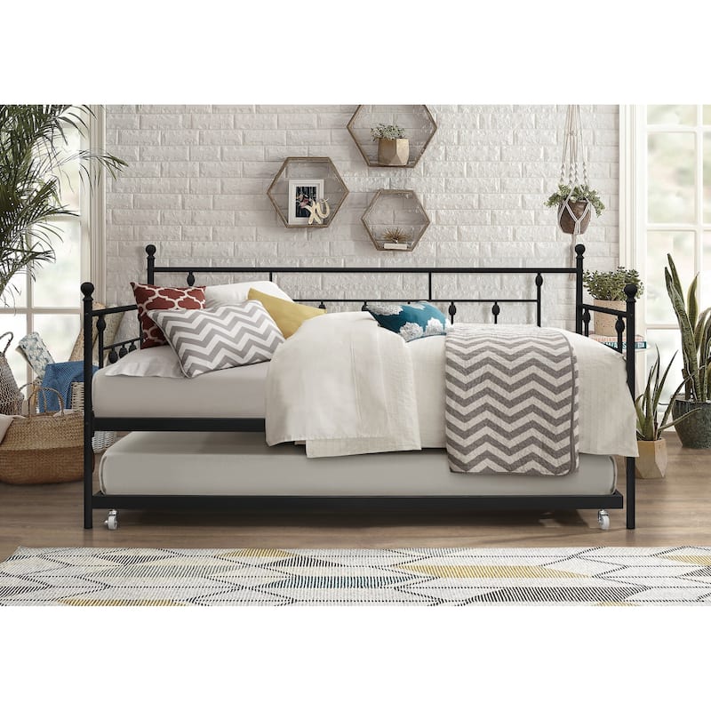 Aine Twin Metal Daybed with Trundle - Black