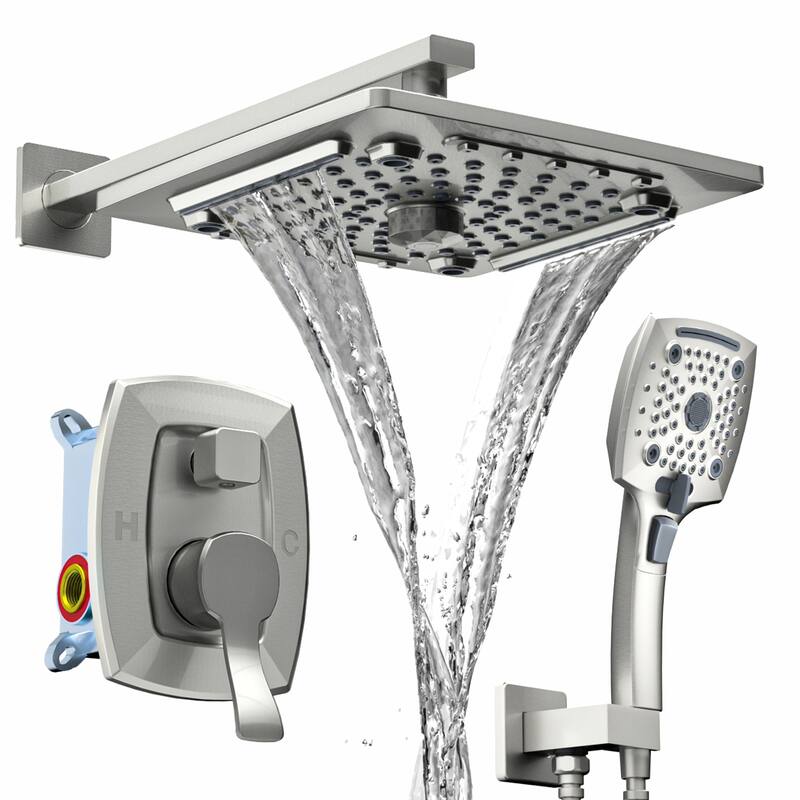Shower Faucet Set with 10 in. Head Complete Shower System Matte Black - Silver