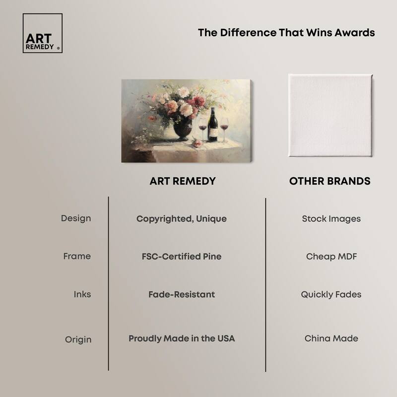 Roses and Red Wine Canvas by Art Remedy, Gallery Wrapped