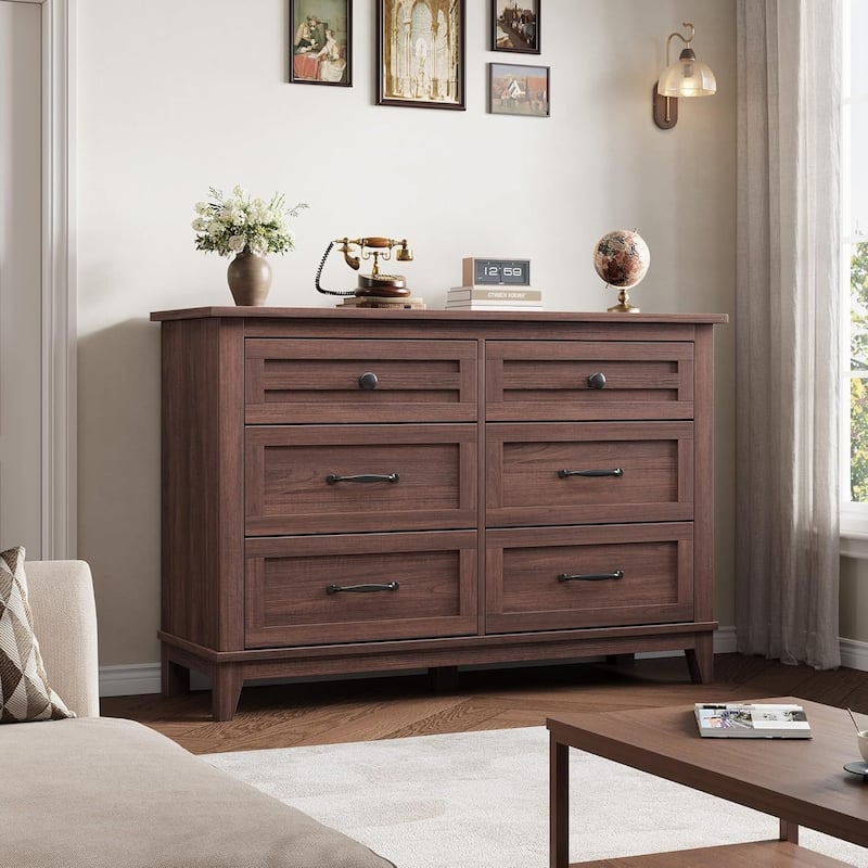 47" Wide 6-Drawer Dresser, Wooden Storage Cabinet