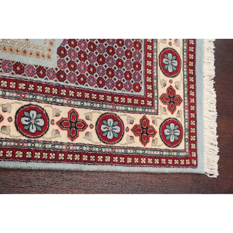 Vegetable Dye Geometric Aubusson Oriental Wool Area Rug Hand-knotted - 4'7" x 7'1"