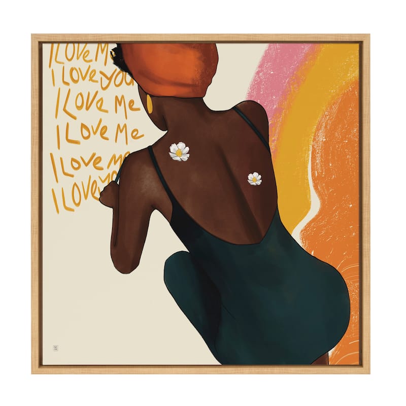 Kate and Laurel Sylvie I Love Me I Love You Framed Canvas by Mary Joak