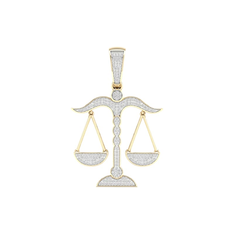 1/2ct TDW Diamond Scales of Justice Pendant in 10k Gold for Men - Yellow