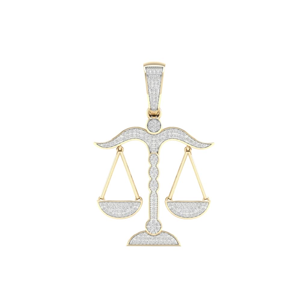 1/2ct TDW Diamond Scales of Justice Pendant in 10k Gold for Men