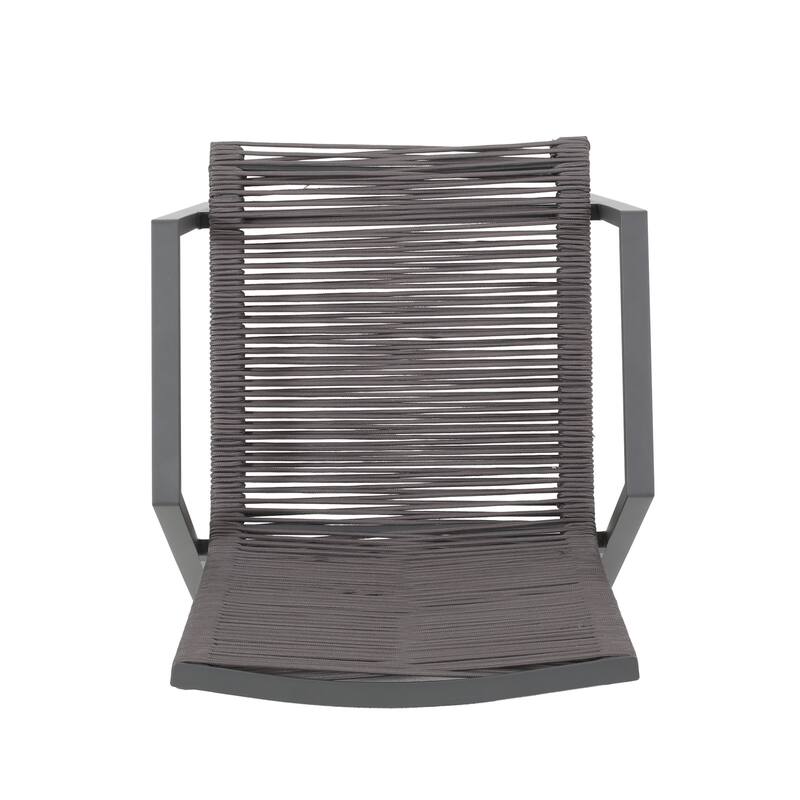 Outdoor Dining Chairs Set of 2, All-Weather Patio Armchairs with Aluminum Frame, Rope Seat for Lawn, Garden & Backyard
