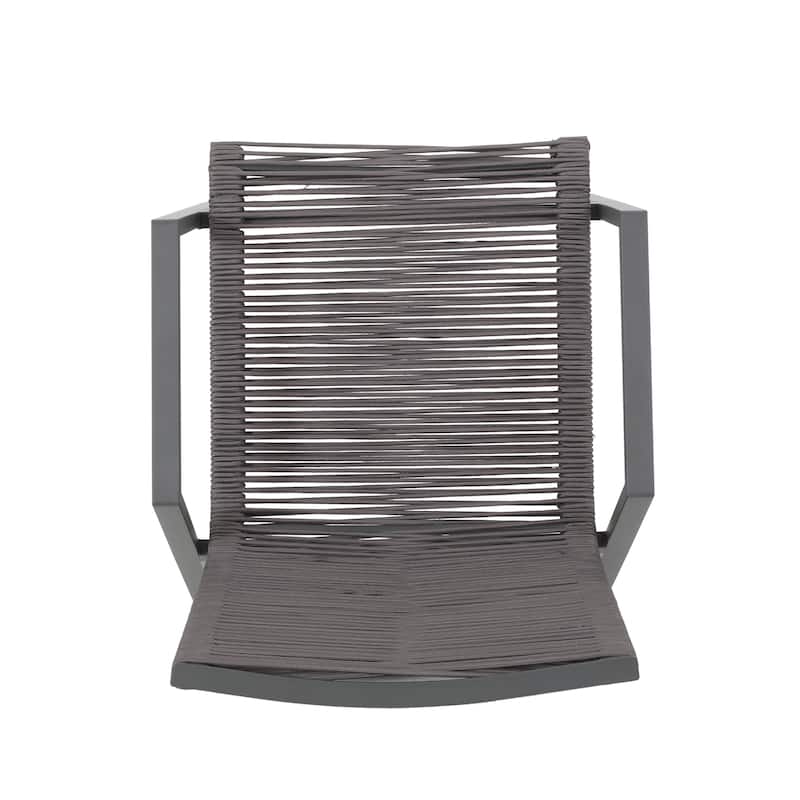 Roomfitters Outdoor Modern Aluminum Dining Chair with Stylish Rope Seat, Set of 2, Durable and Comfortable Design