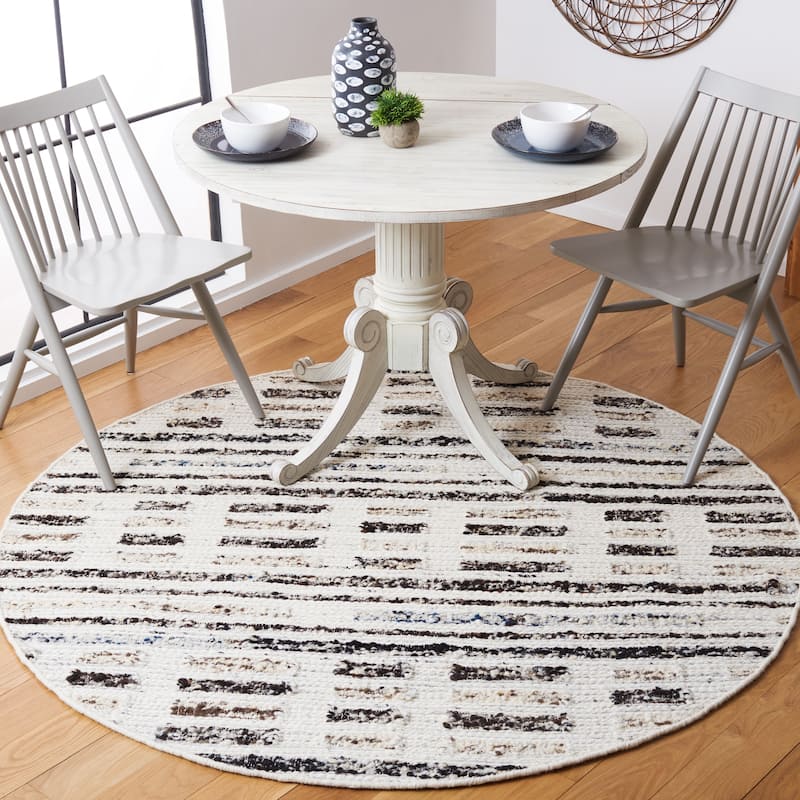 SAFAVIEH Handmade Manhattan Marushka Wool Rug - 6' Round - Ivory/Dark Brown - Round