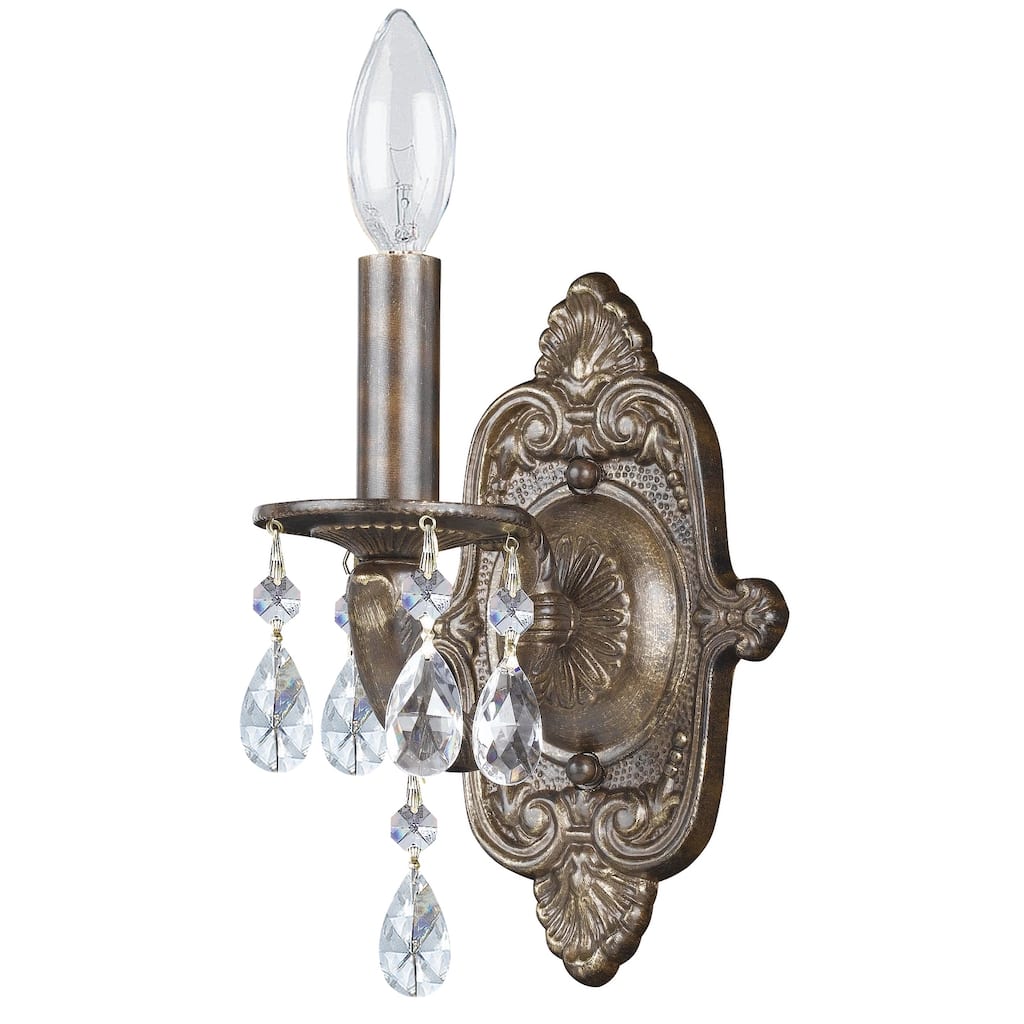 Paris Market 1 Light Swarovski Strass Crystal Bronze Sconce - 6.25'' W x 9.5'' H x 6.25'' D