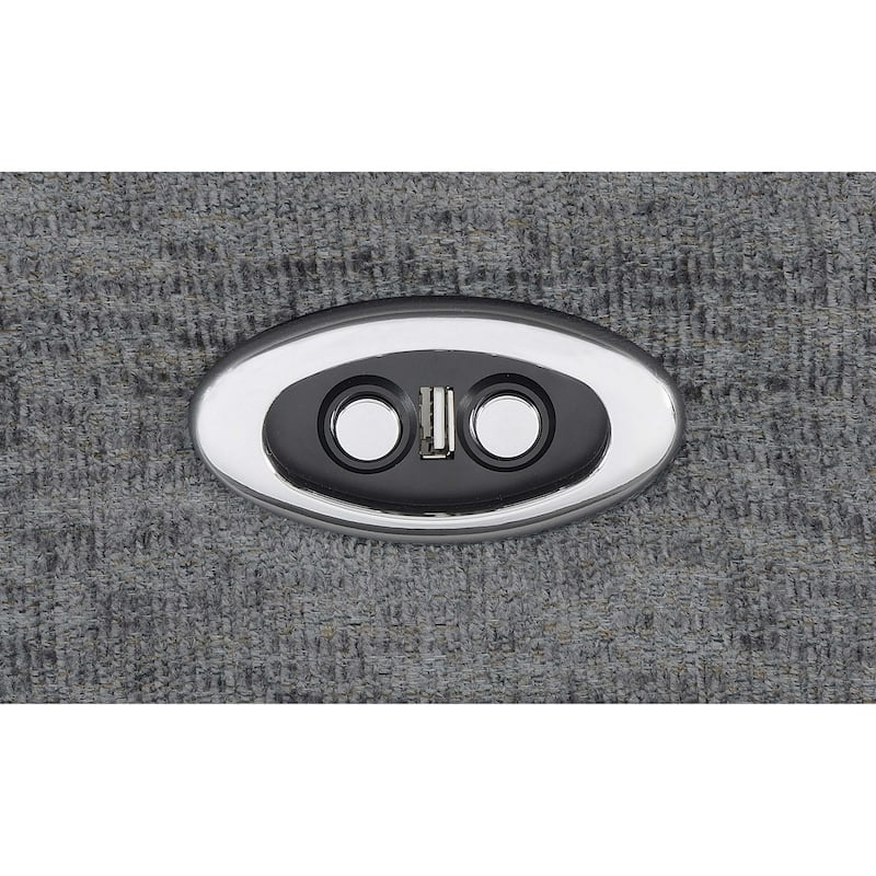 Diko 99 Inch Dual Power Recliner Sofa, Cushioned Tufted Seats, Gray Finish