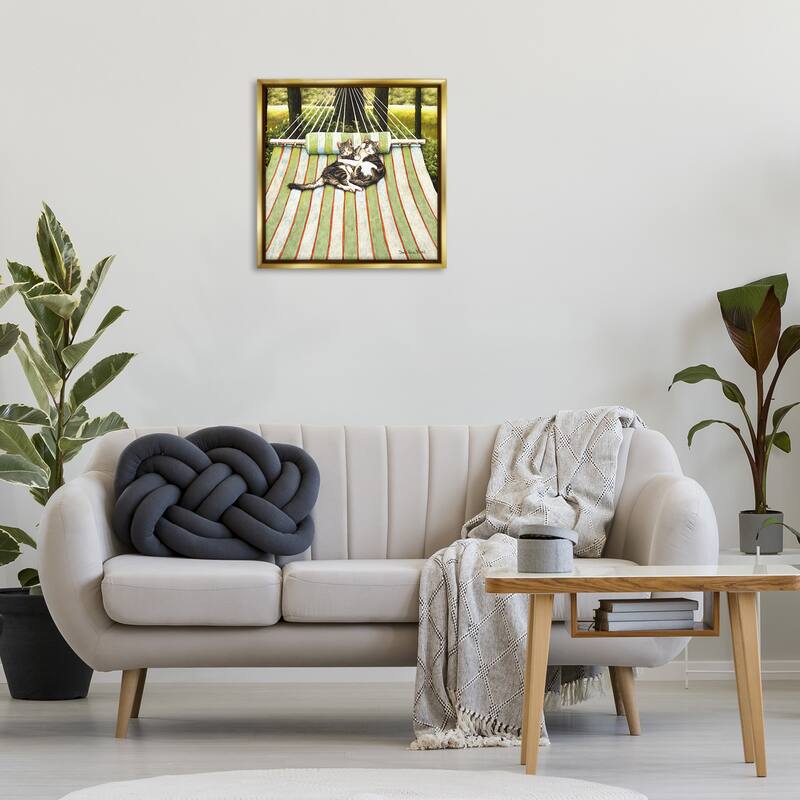 Stupell Playful Kittens on Hammock Framed Floater Canvas Wall Art Design By Sueellen Ross