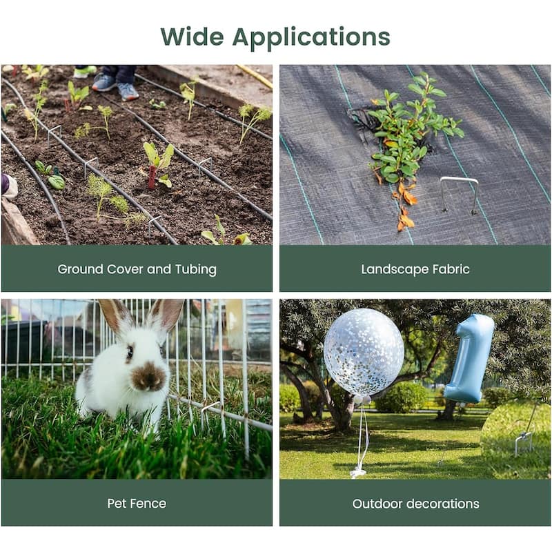 6 Inch Garden Stakes Galvanized, U-Type Turf Staples, Garden Stakes Landscaping Staples for Weed Fabric Barrier Ground Cover