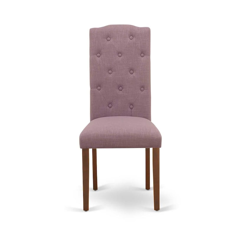 Parson Chair Linen Fabric Mahogany Legs Accent Seating Comfortable Guest Chair