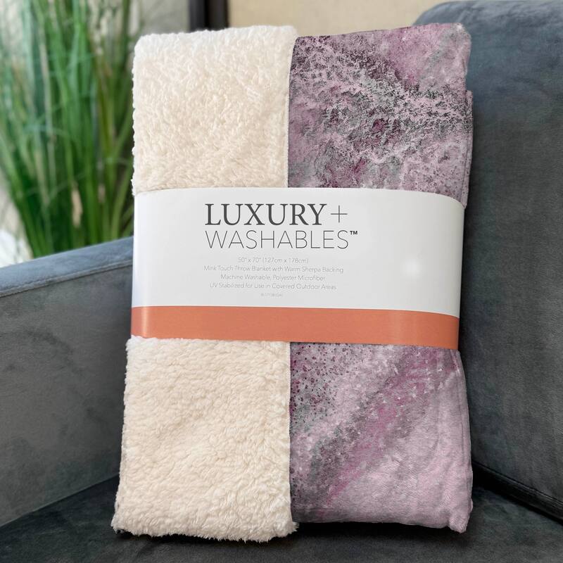 Premium Machine Washable Contemporary Glam Sherpa Throw Blanket