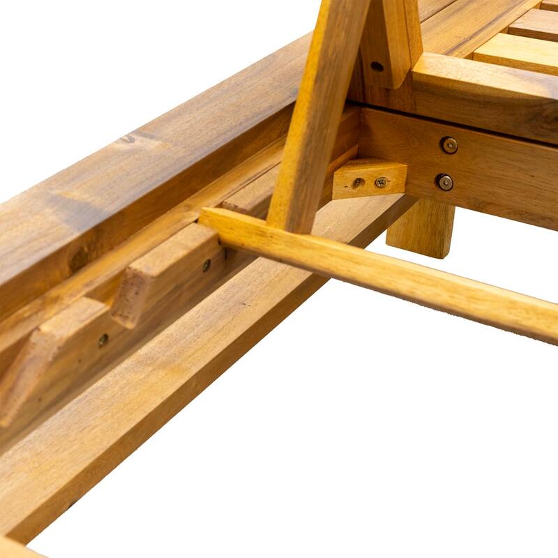 Wood Adjustable Backrest Outdoor Lounge Chair, Suitable for Gardens, Terraces and Poolside Areas