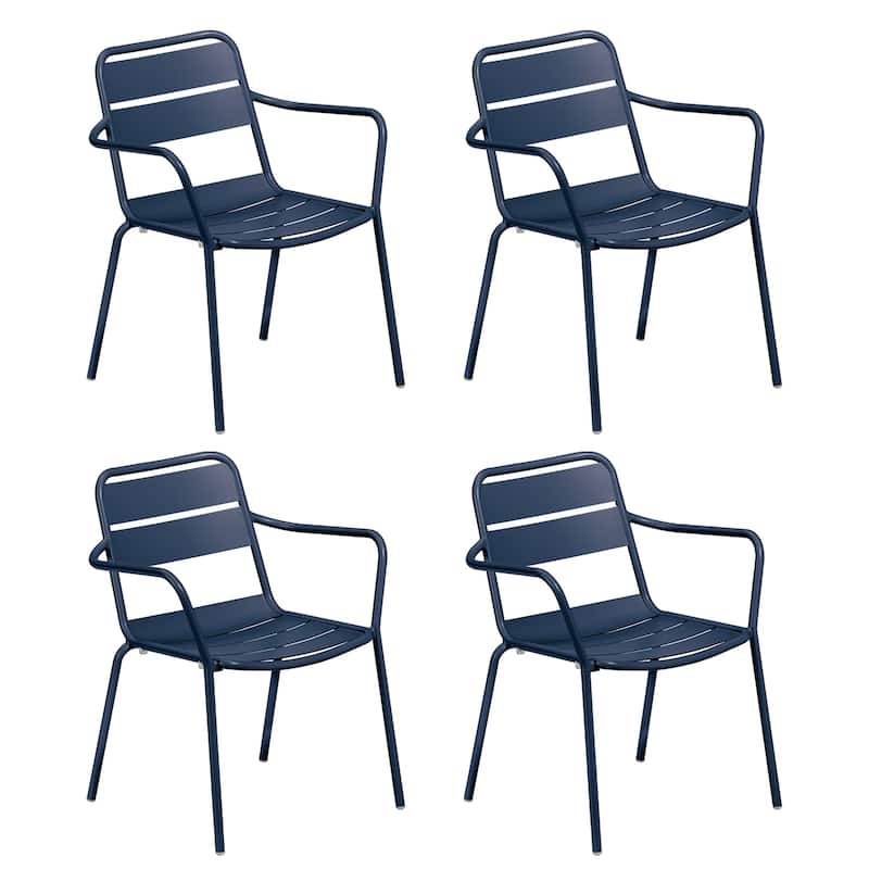 Oxford Garden Kapri Outdoor Aluminum Dining Chairs - Set of 4 - Prussian