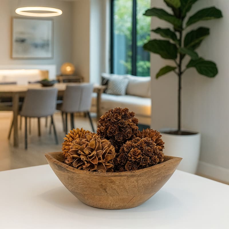 Handmade Natural & Preserved Topiary Balls Decorative Bowl Filler Orbs In Brown Botanical Accent Set Of 6 - 4x4x4 inch