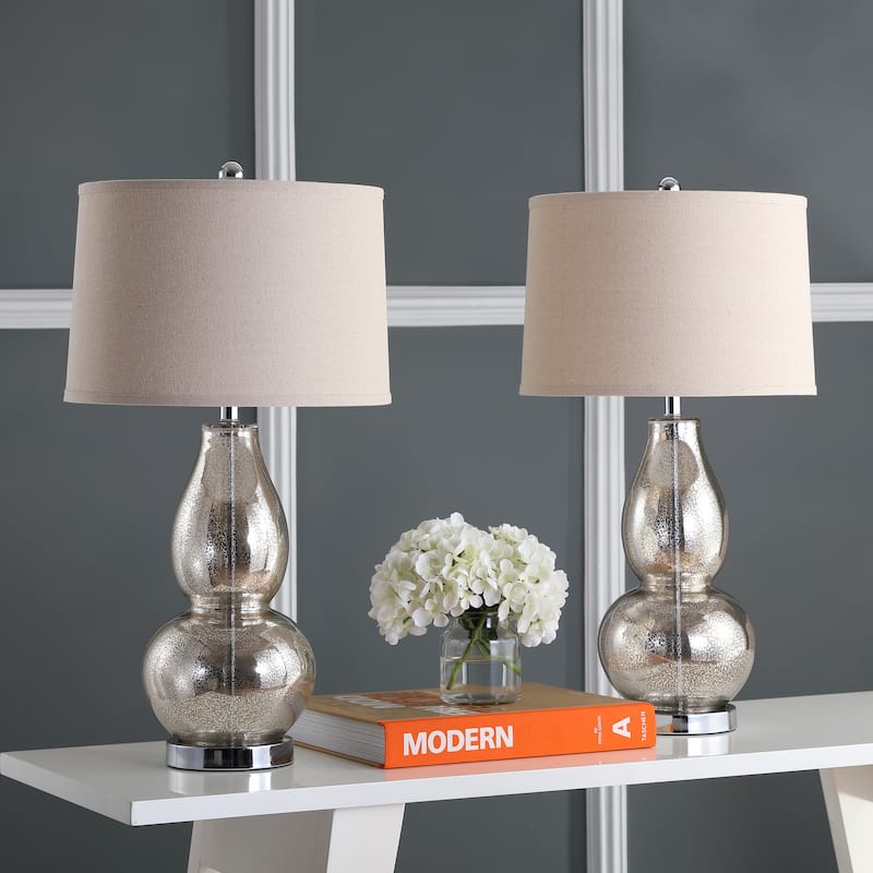 SAFAVIEH Lighting Larissa 28.5 Inch Clear Crackle Double Gourd Lamp (Set of 2)