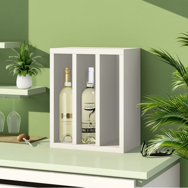 WAY BASICS Wine Rack Cube Stackable Bar Shelf - 3 Bottles - N/A - Bed ...
